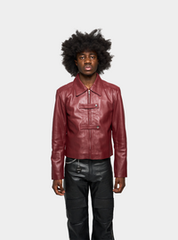 Men Red Double-Strap Jacket