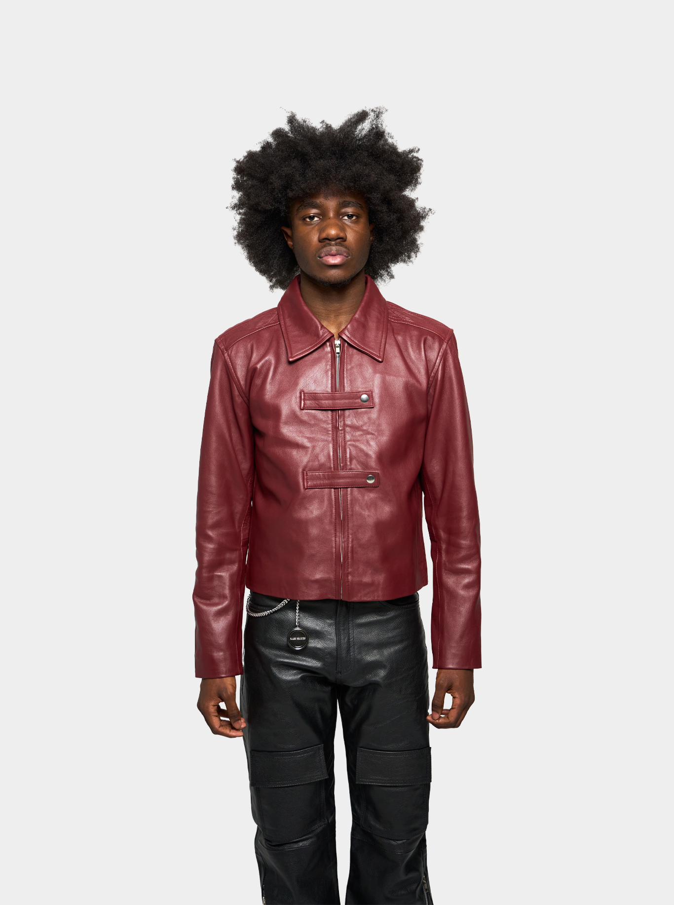 Men Red Double-Strap Jacket