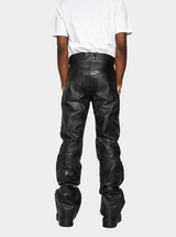 Zipped Leather Workwear Trousers