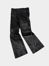 Zipped Leather Workwear Trousers