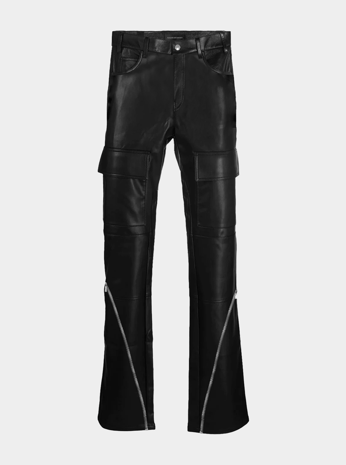 Zipped Leather Workwear Trousers